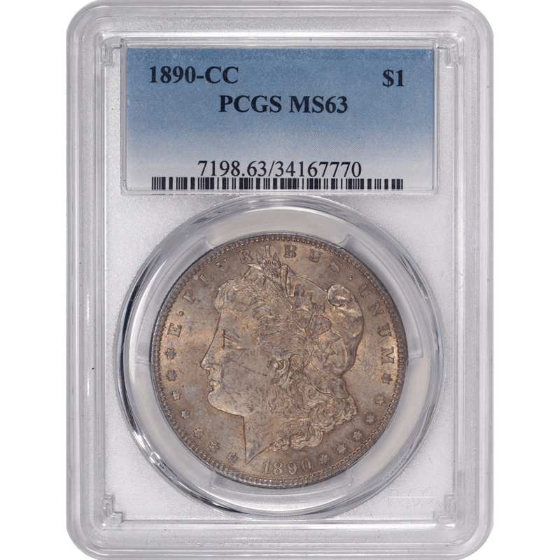 1890-CC Morgan Silver Dollar PCGS MS63 Colorful Golden Toning
