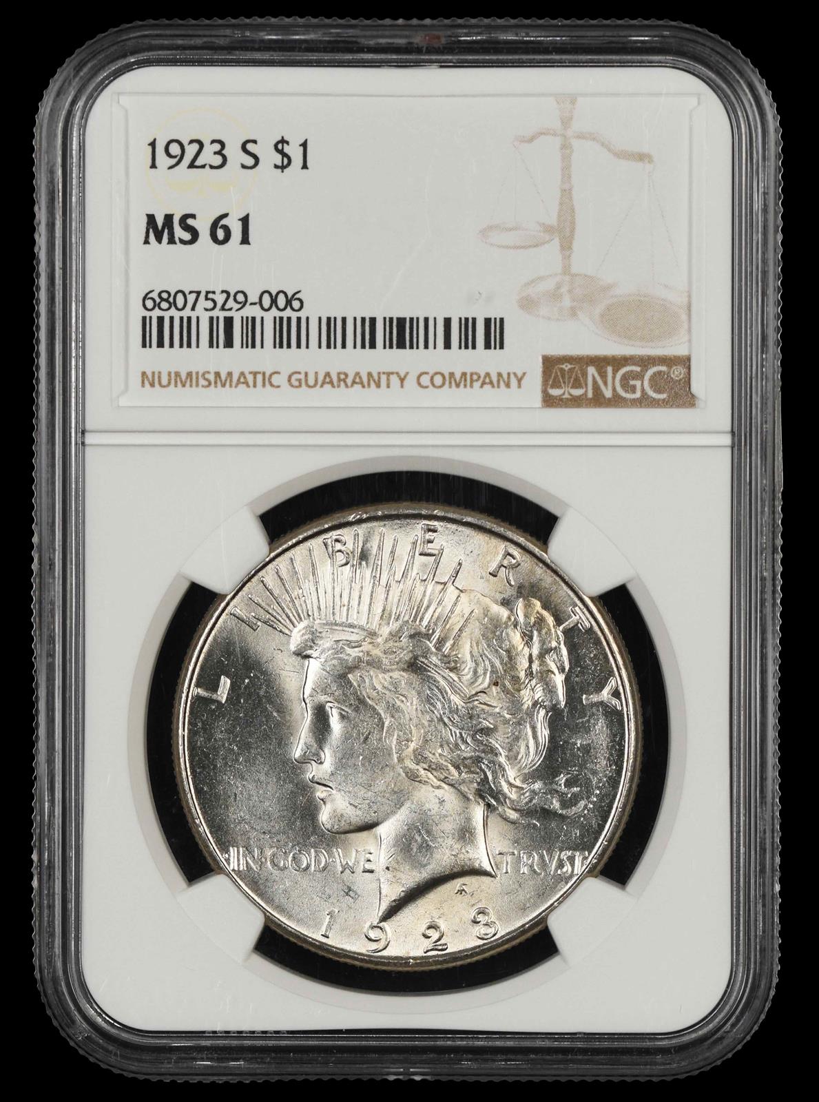 1923 S $1 NGC MS 61