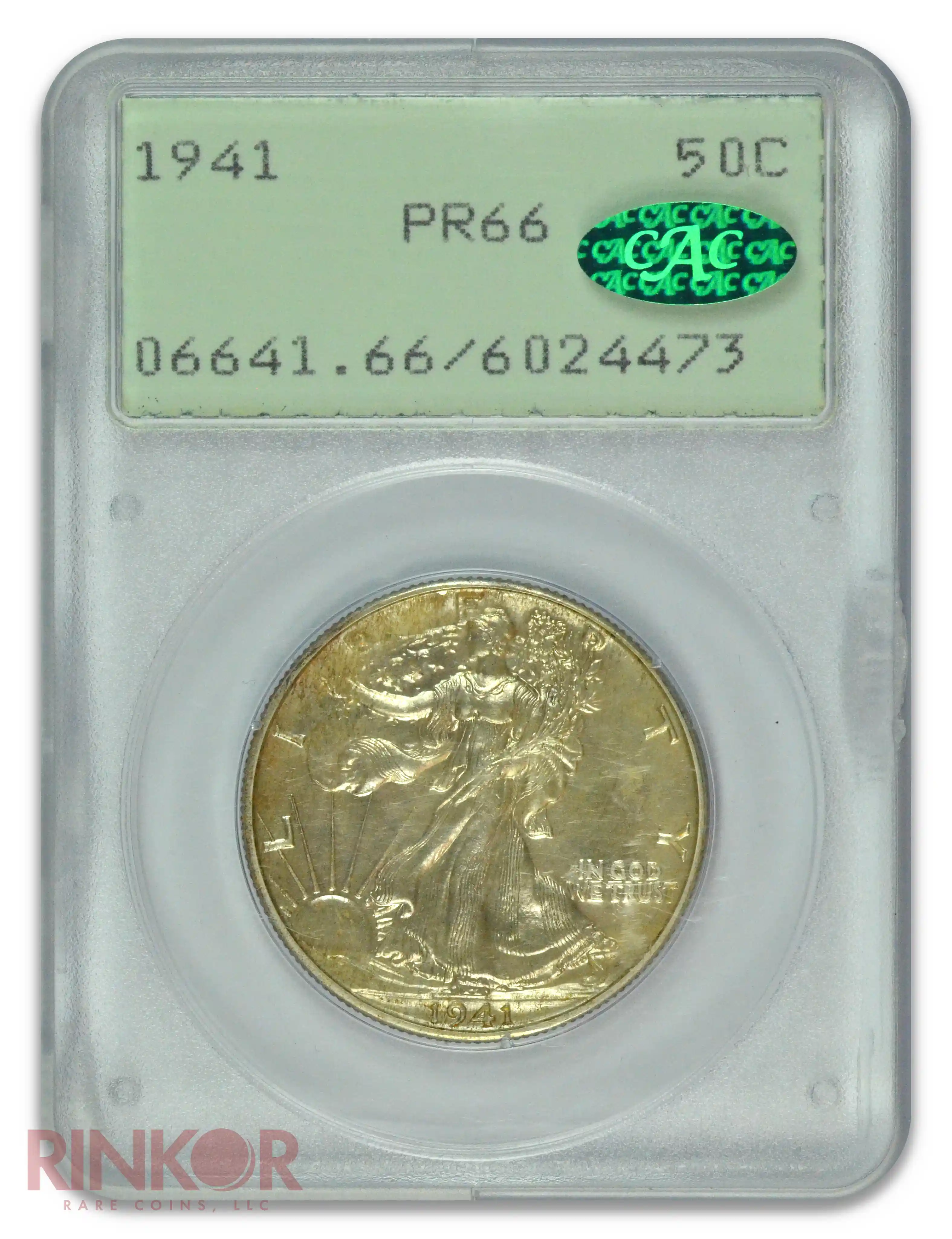 1941 Walking Liberty Half Dollar PCGS PR 66 CAC