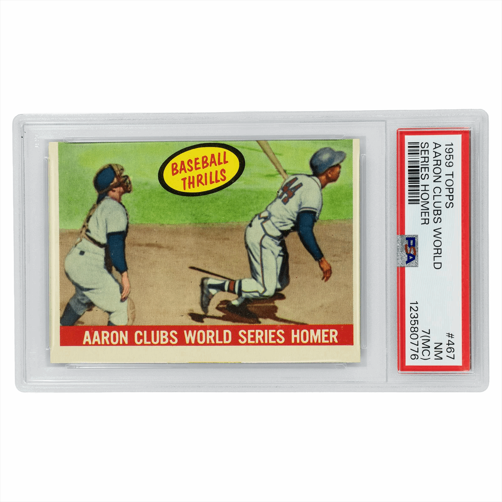 1959 Topps Aaron Clubs World Series Homer #467 PSA NM 7 (MC) Cert #123580776