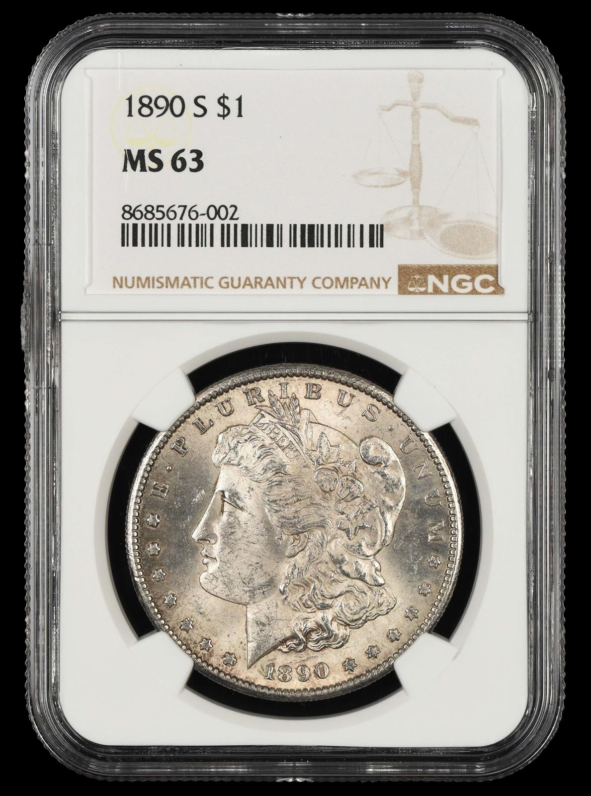 1890 S $1 NGC  MS63