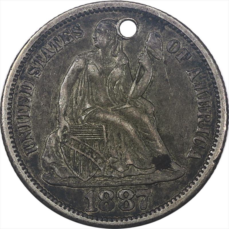 Love Token on 1887 Seated Liberty Dime 