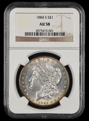 1884 S $1 NGC  AU58
