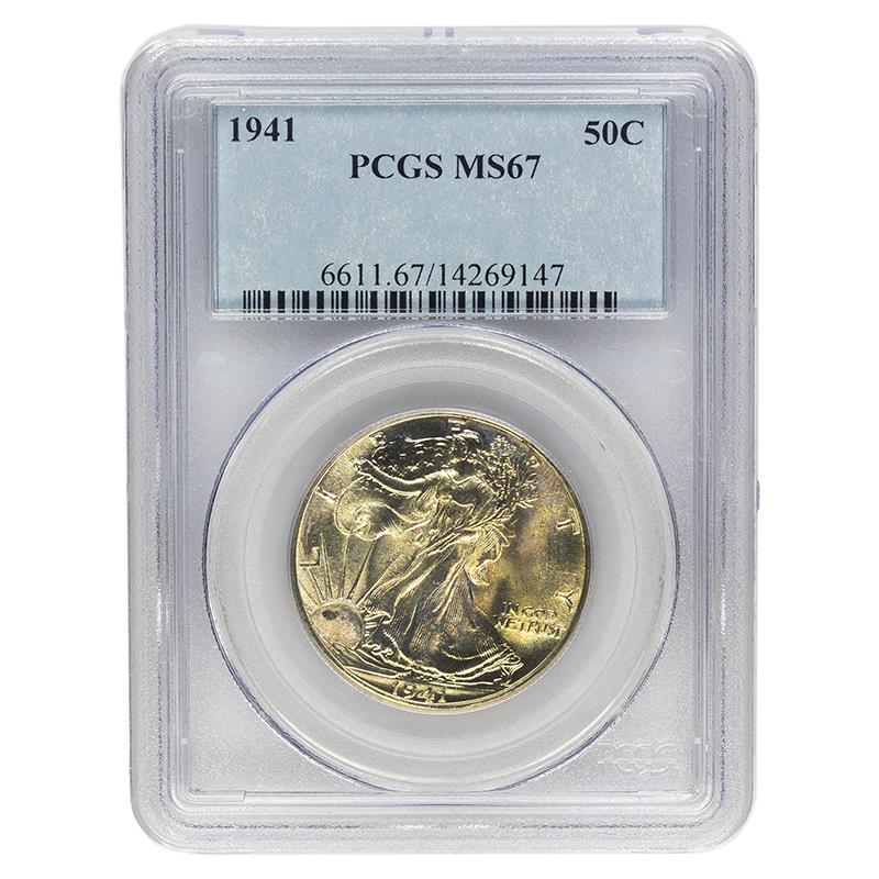 1941 Walking Liberty Half Dollar, 50C PCGS MS 67 