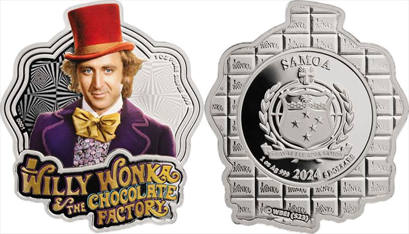 2024 Samoa 1oz Silver WILLY WONKA Reverse PROOF $5 Coin - Limited Mintage Sealed in Box