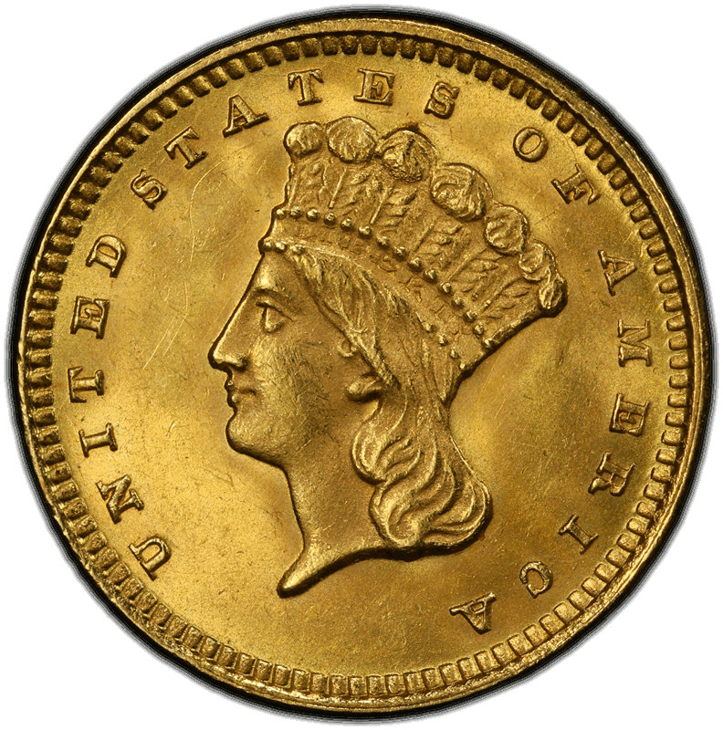 1873 Open 3 G$1 PCGS MS 64 CAC