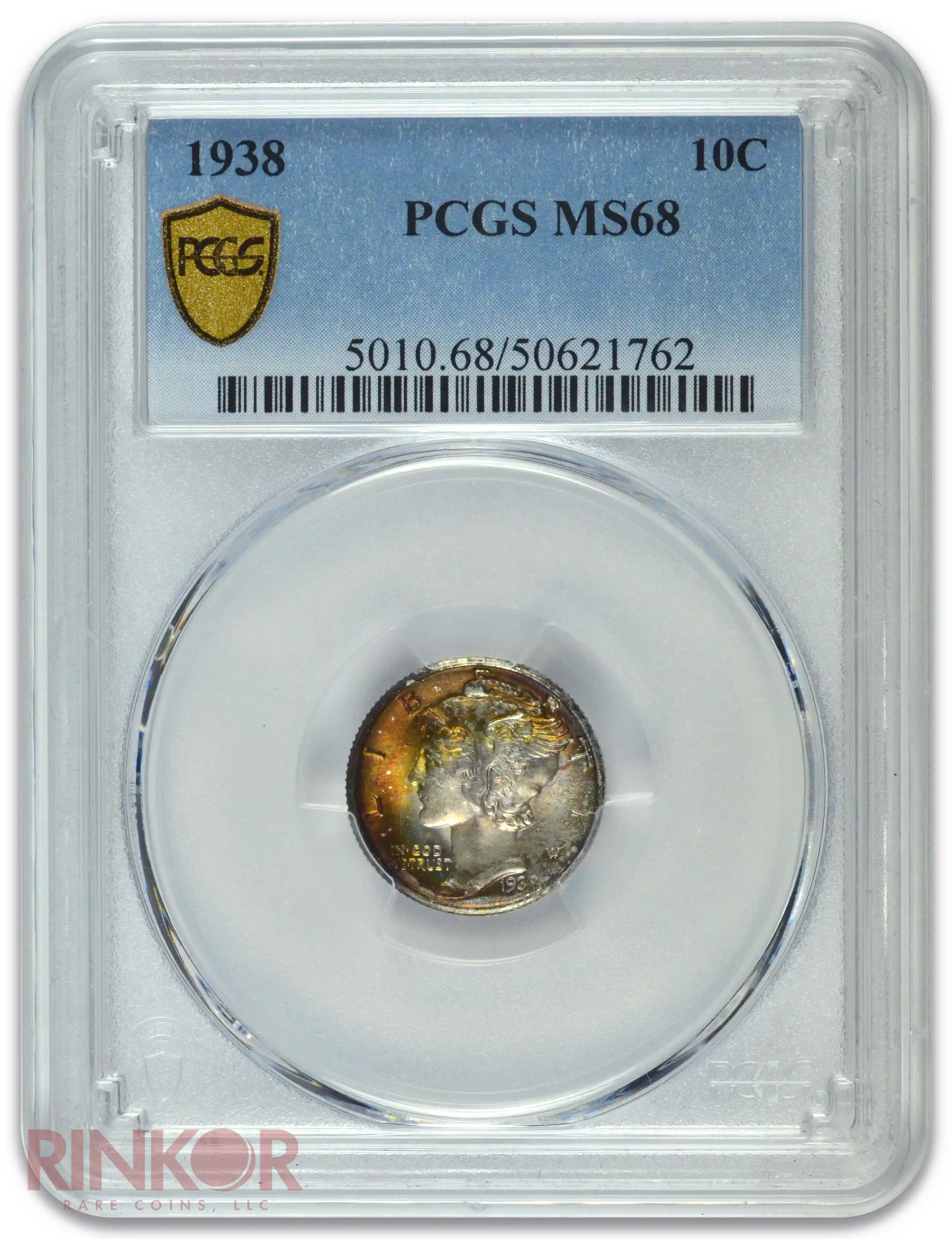 1938 Mercury Dime PCGS MS 68