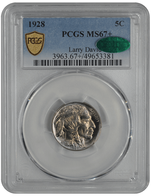 1928 5C Buffalo Nickel PCGS CAC  #3680-1 MS67+