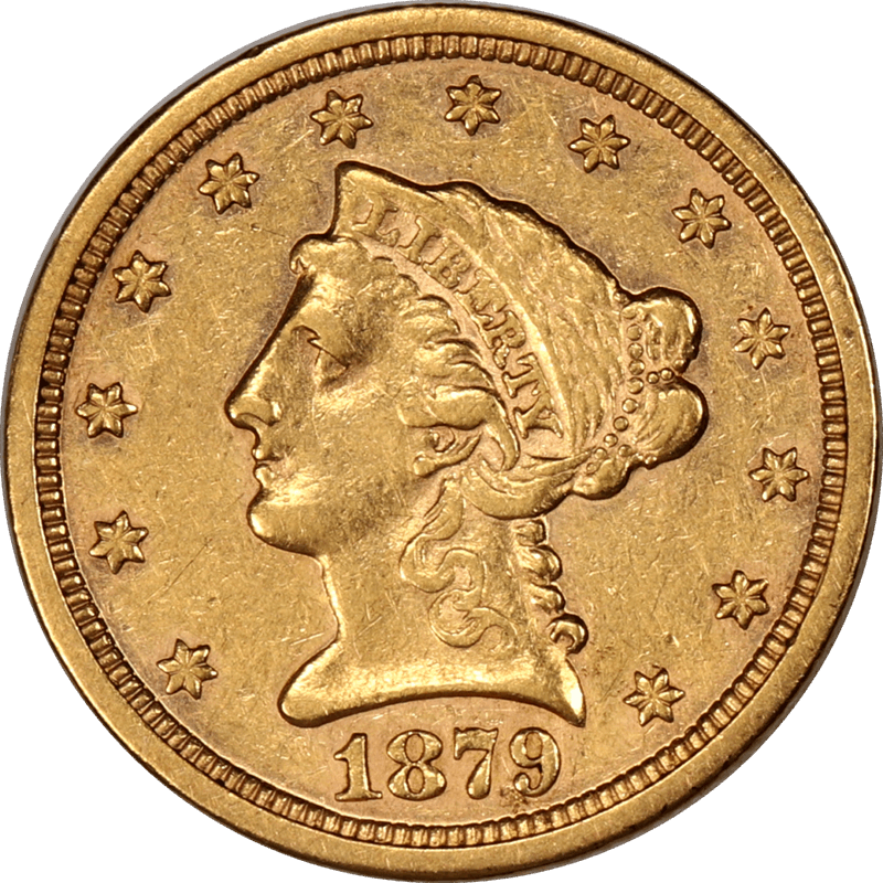 1879-S Liberty $2 1/2 Gold Quarter Eagle,  Circulated, Almost Uncirculated