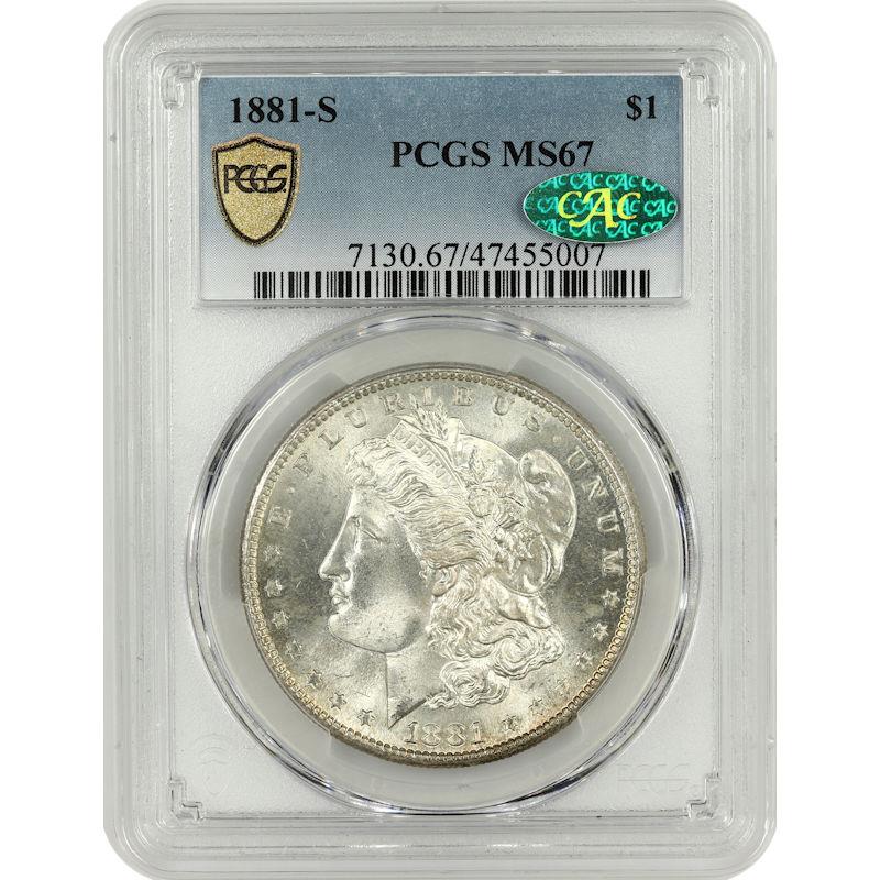 1881-S Morgan Dollar $1 PCGS MS 67 CAC Certified