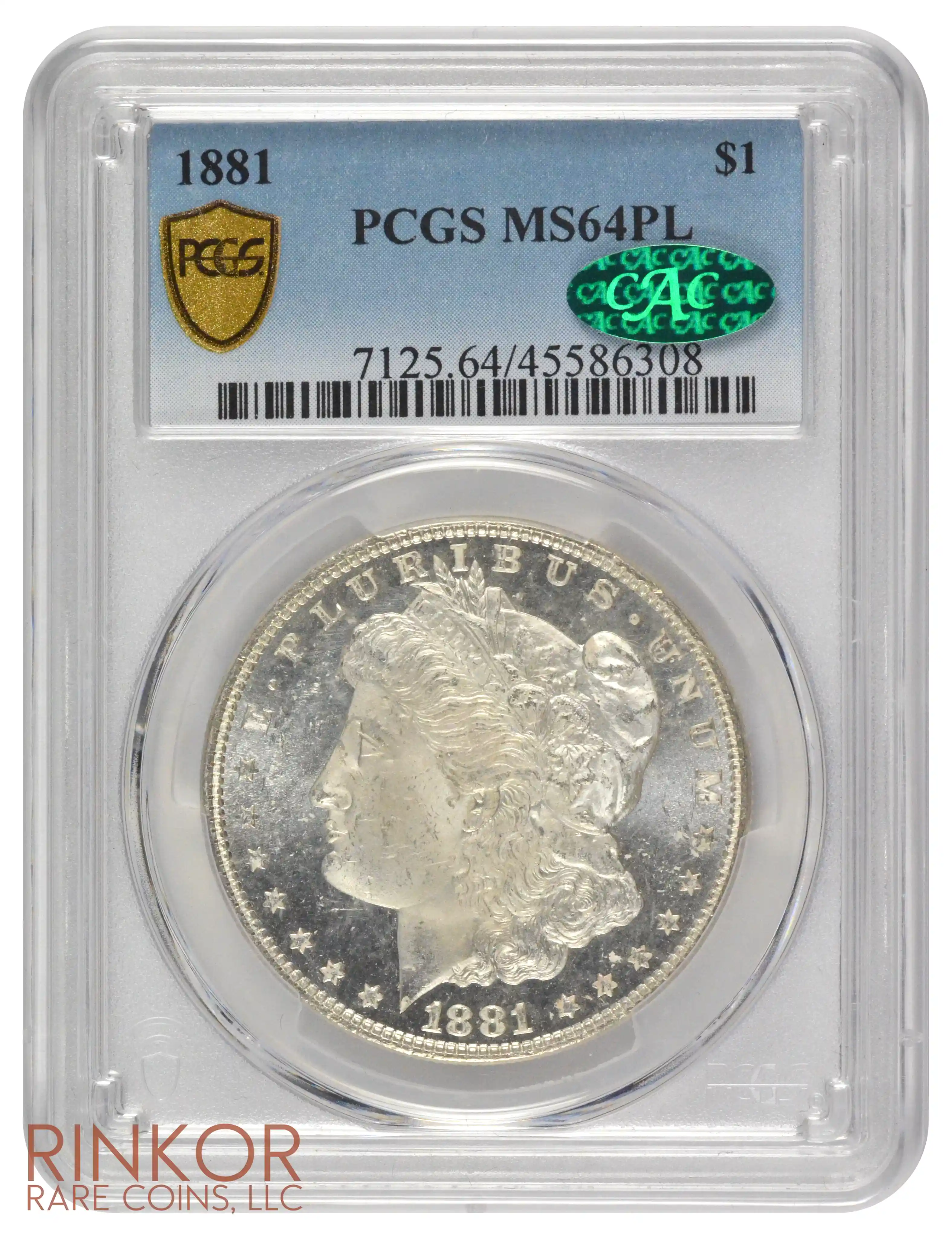 1881 $1 PCGS MS 64 PL CAC