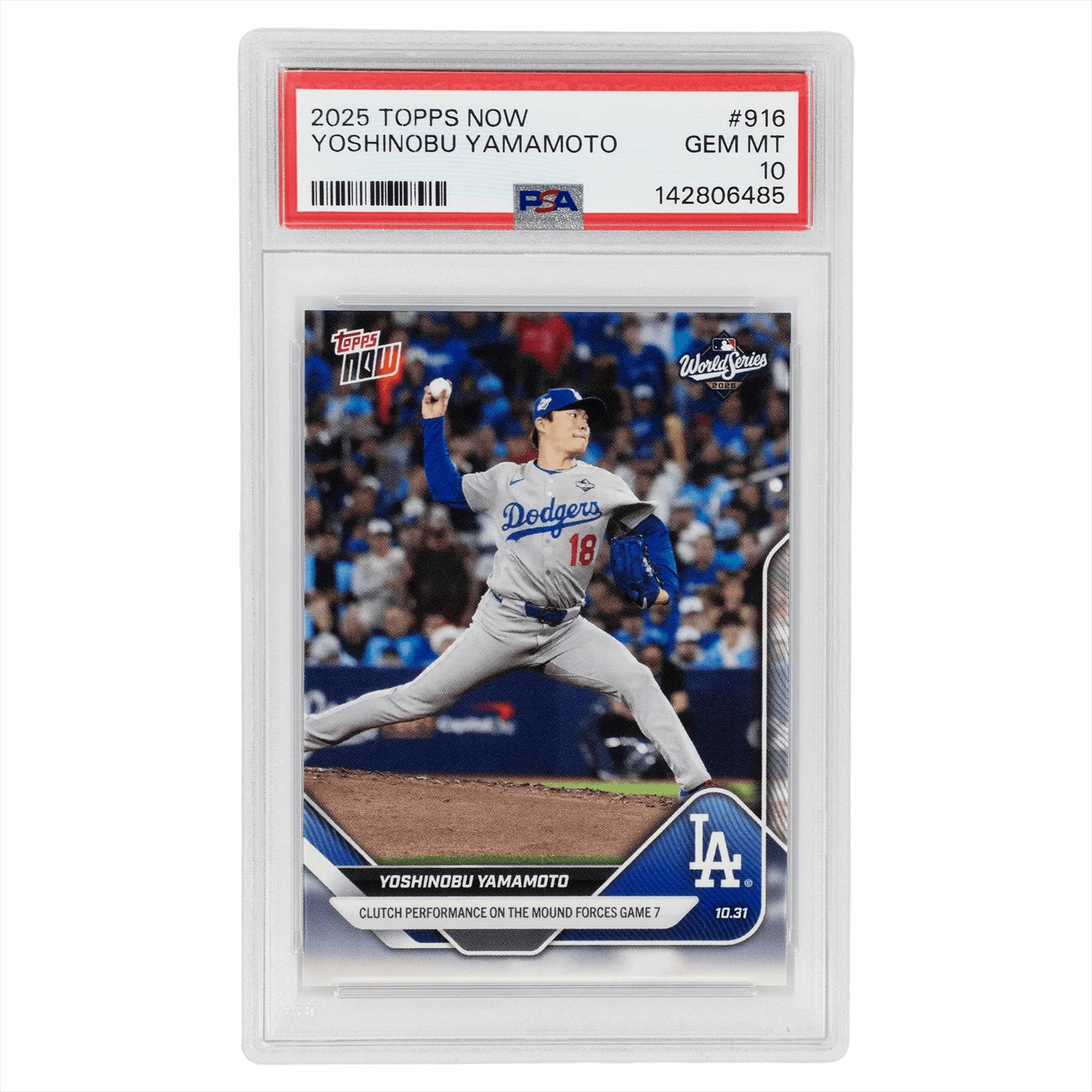 2025 Topps Now Yoshinobu Yamamoto #916 PSA GEM MT 10 Cert #142806485