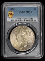 1928 $1 PCGS MS 63