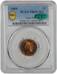 1869 Indian Head PCGS CAC RD 65+