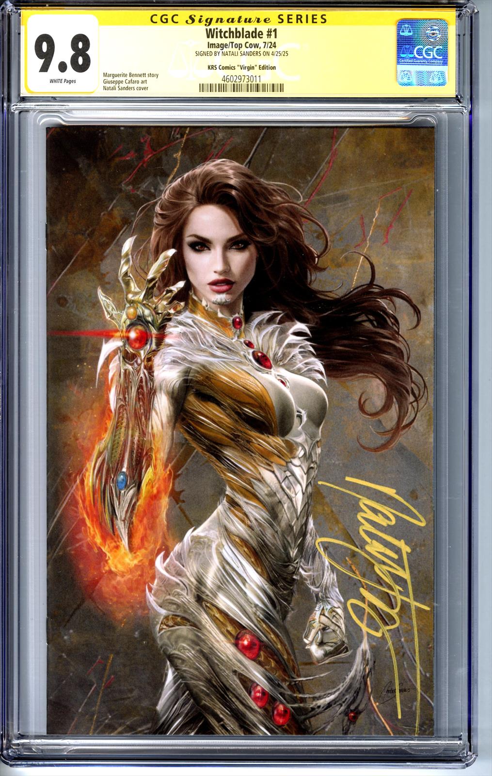 Witchblade #1 Image/Top Cow 7/24 CGC Signature Series 9.8 Signed by Natali Sanders (KRS Comics Virgin Edition) 
