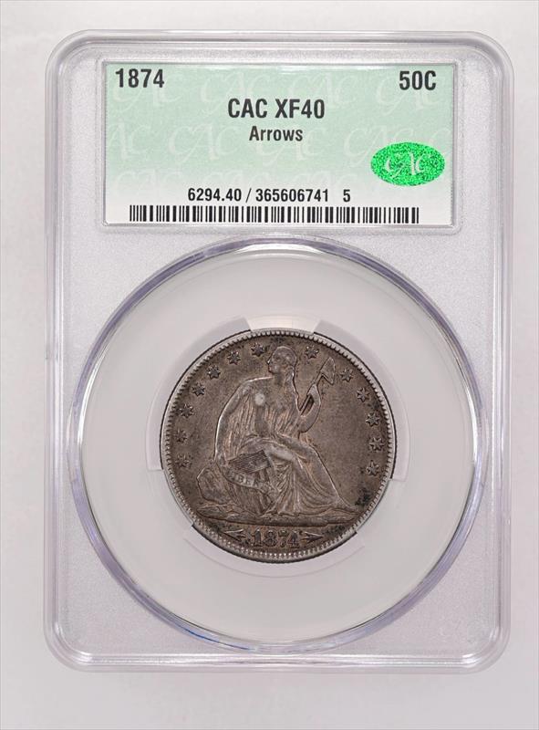 1874 Arrows 50c CACG XF-40