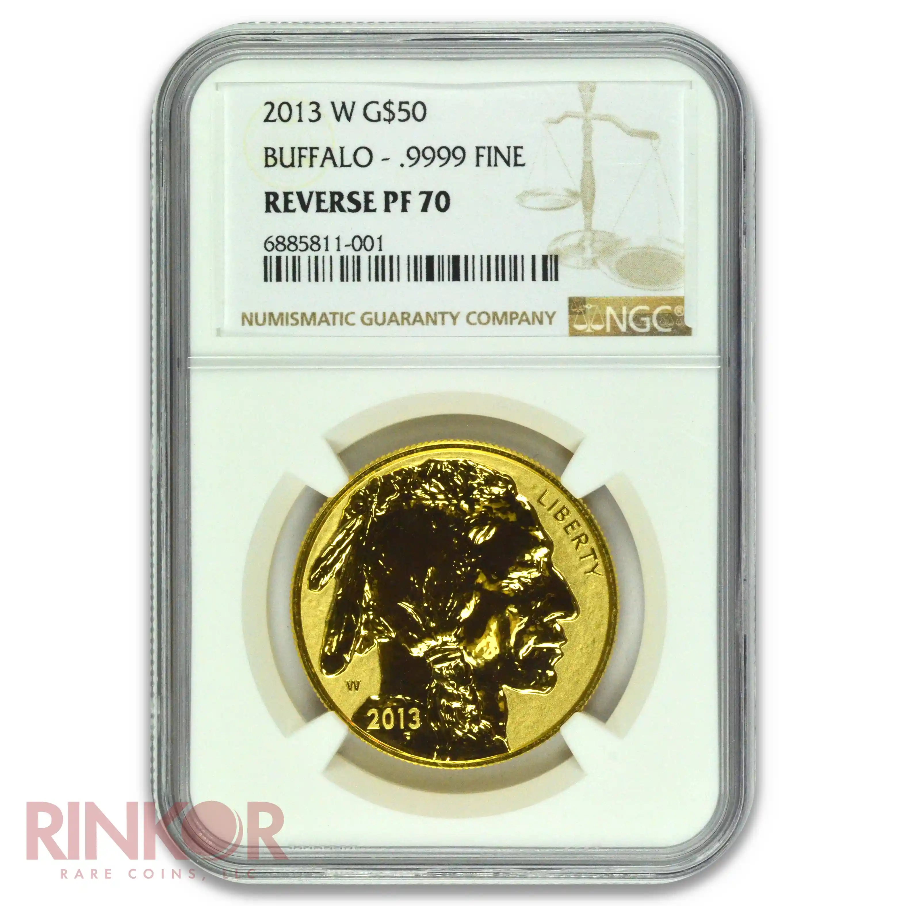 2013-W Reverse Proof 1oz American Gold Buffalo Brown Label NGC PF 70
