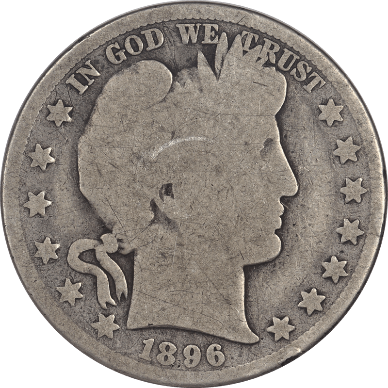 1896 Barber Half Dollar 50c Raw Ungraded Coin 