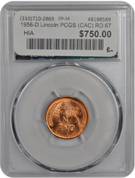 1956-D Lincoln PCGS (CAC) RD 67 