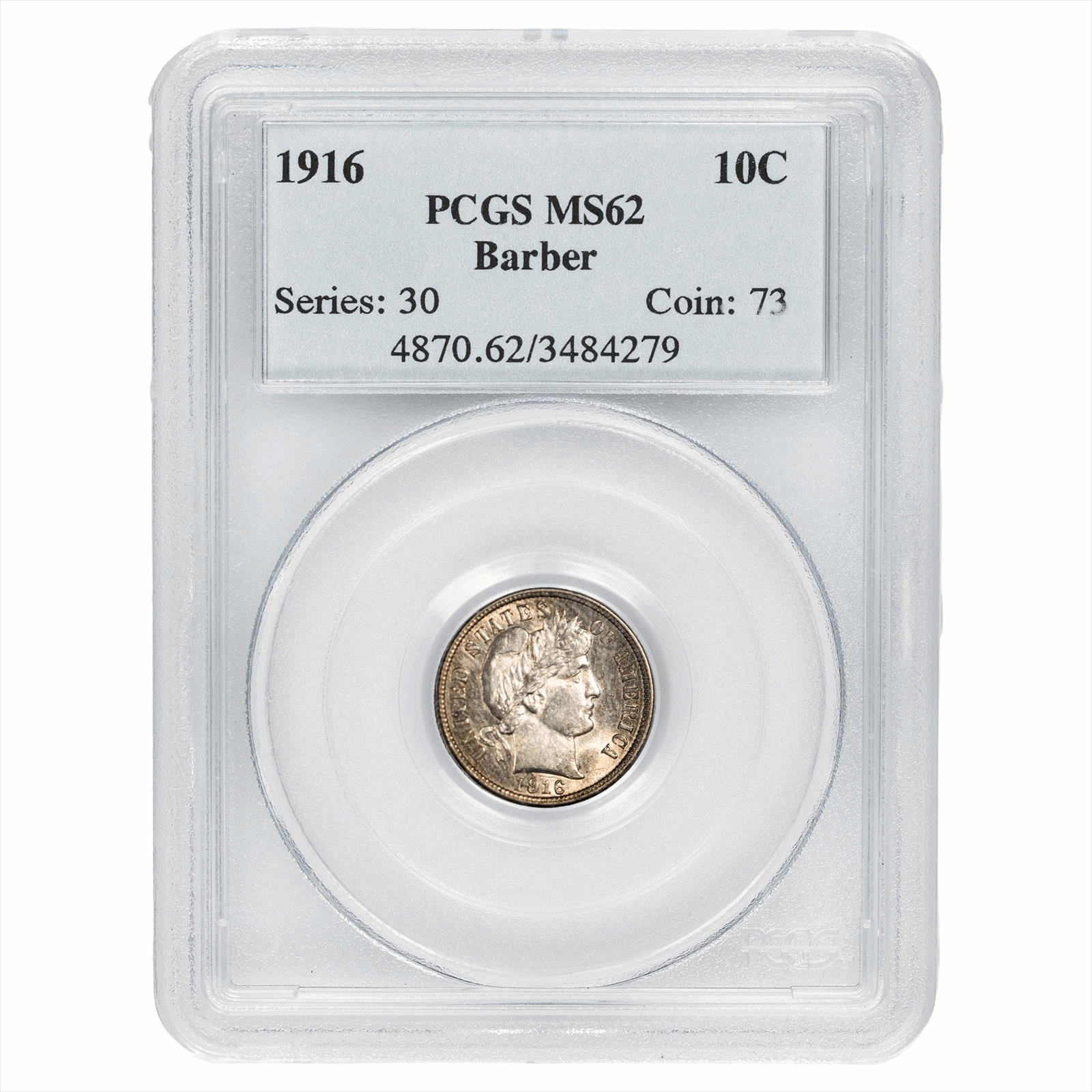 1916 Barber Dime 10C PCGS MS 62