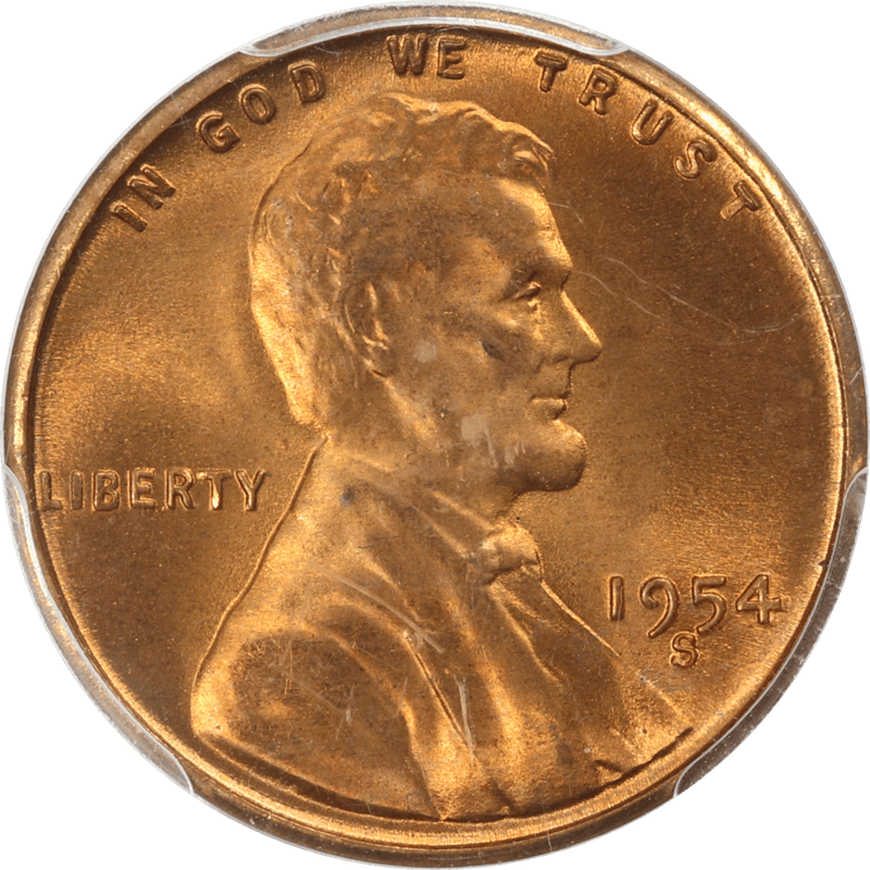 1954-S Lincoln Cent 1c, PCGS MS-66 RD - Nice Color
