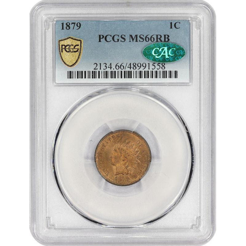 1879 Indian Head Cent 1C PCGS and CAC MS66RB Gold Shield Certified