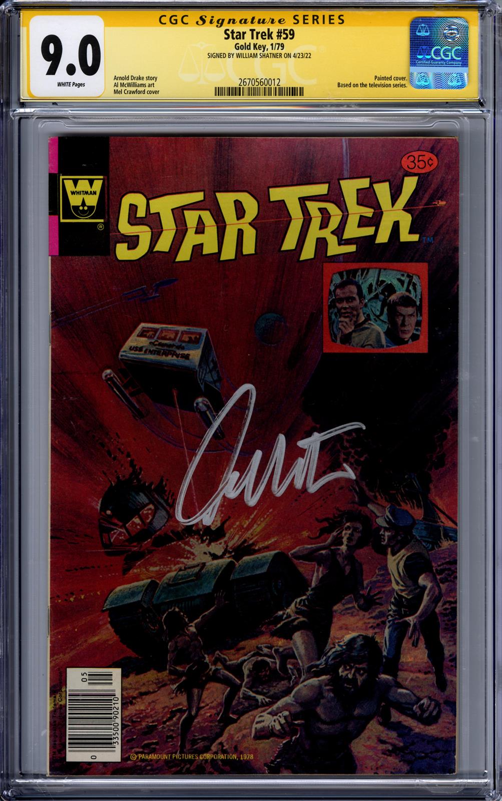 Star Trek #59 CGC Signature Series 9.0 (Gold Key, 1979)  Signed by Wiilliam Shatner 