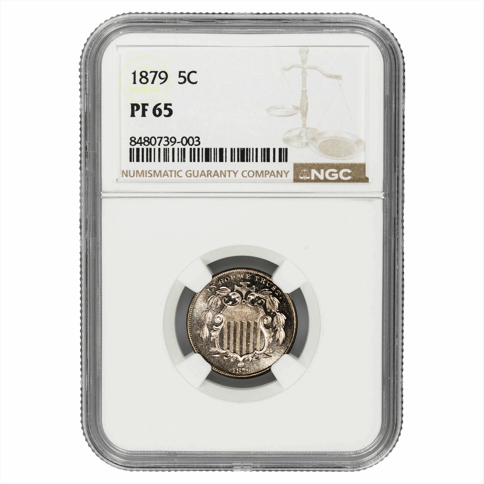 1879 Shield Nickel 5C NGC PR 65