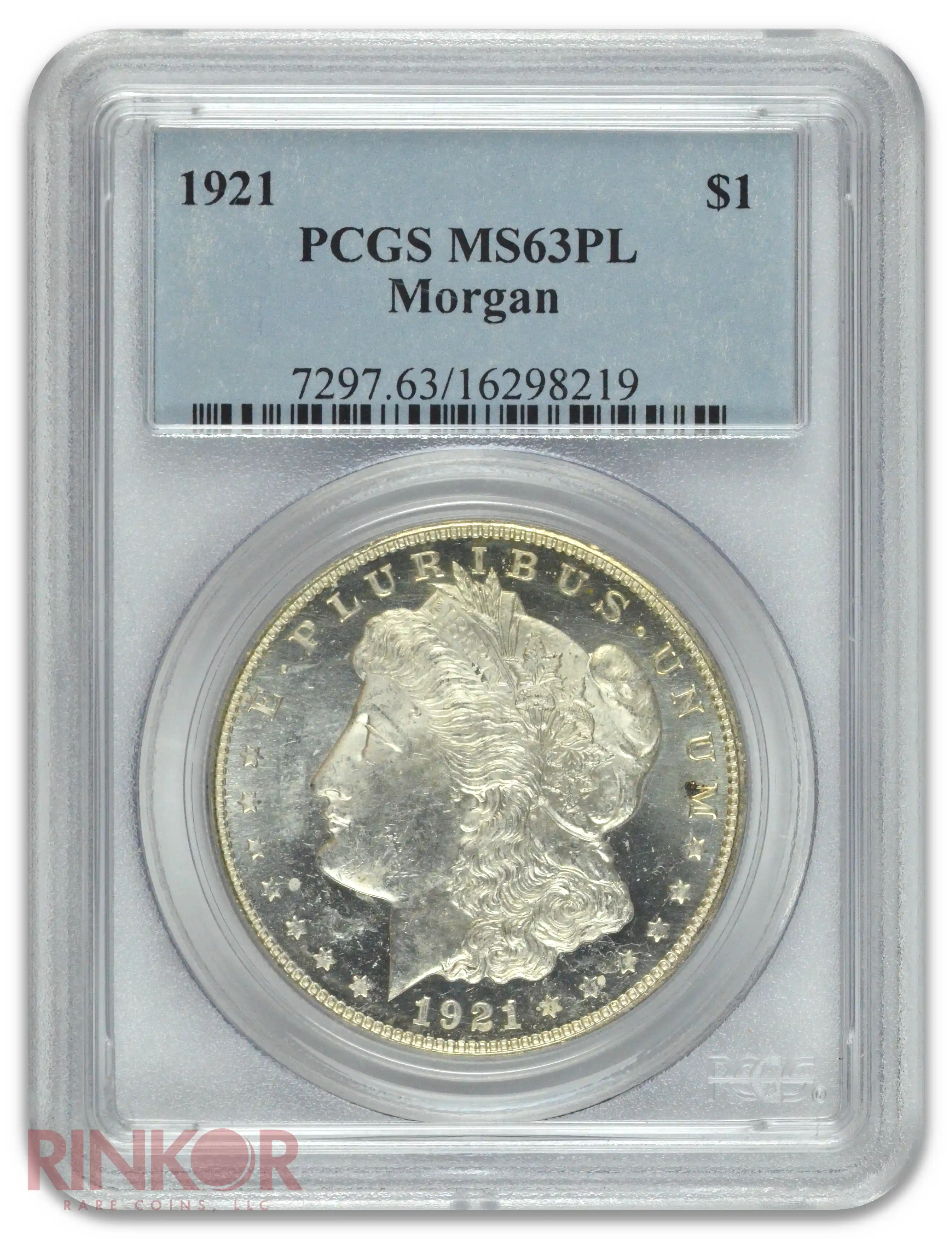 1921 $1 Morgan Dollar PCGS MS 63 PL