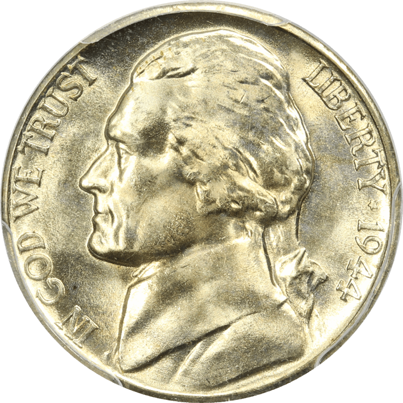 1944-D Jefferson Nickel 5c, PCGS MS-66 FS - Nice White Coin