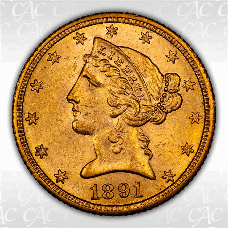 1891-CC $5 CACG MS 63