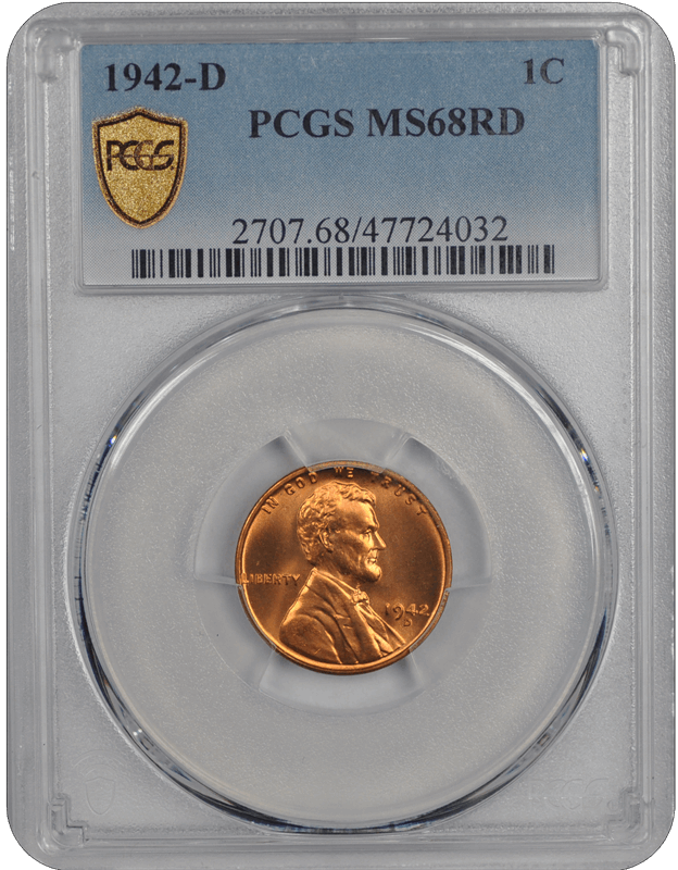 1942-D Lincoln PCGS RD 68