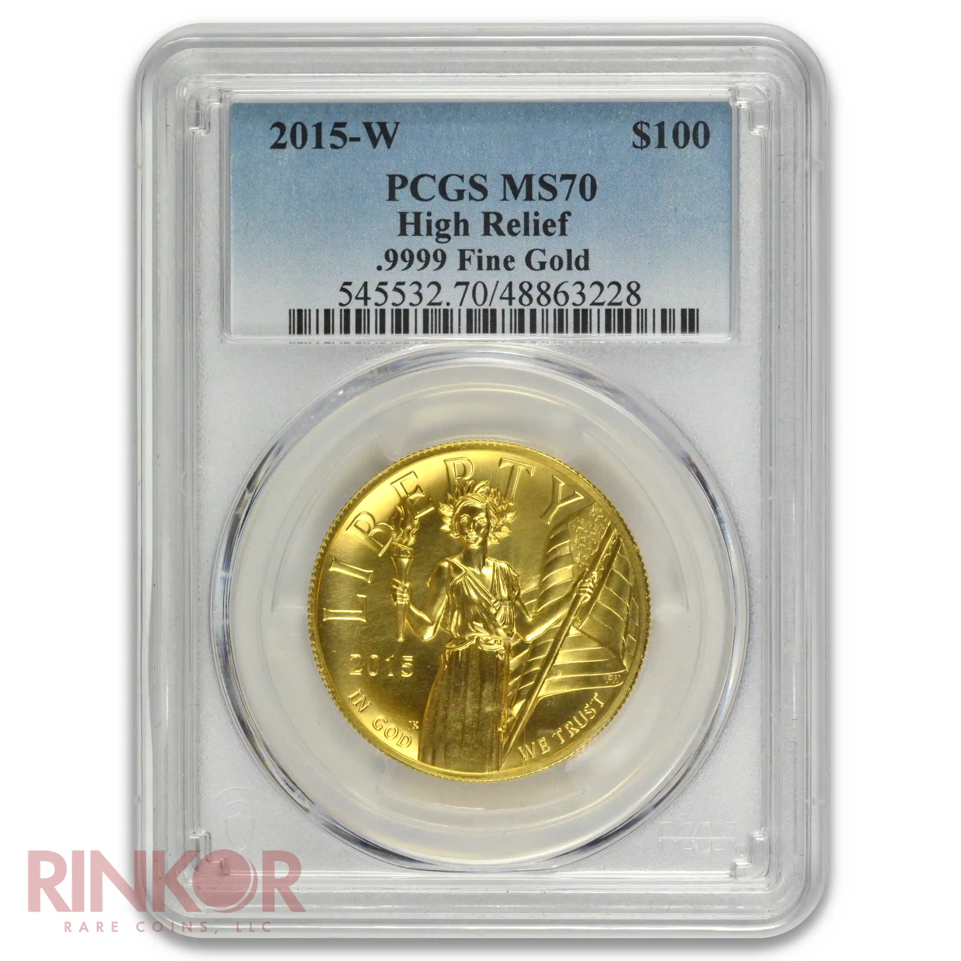 2015-W 1oz American Liberty Gold High Relief PCGS MS 70