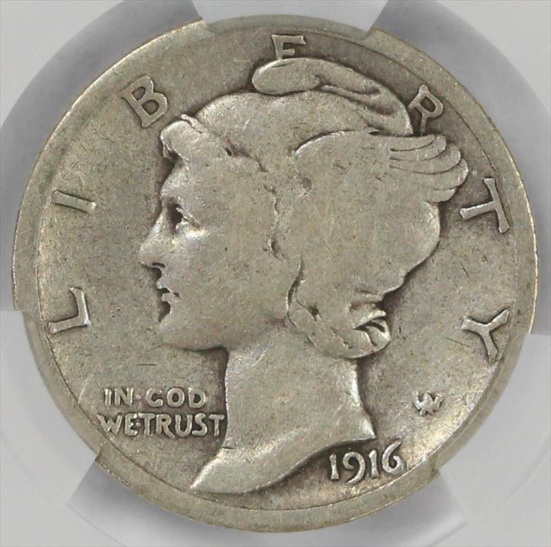 1916-D 10c Mercury Silver Dime CACG - U.S. Coins and Jewelry