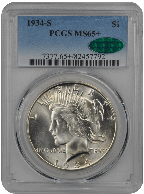 1934-S Peace PCGS CAC MS 65+