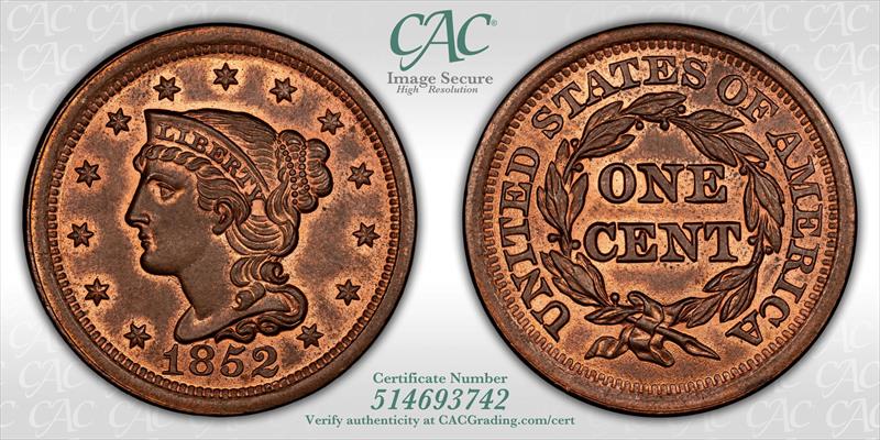 1852 1C CACG MS66RB