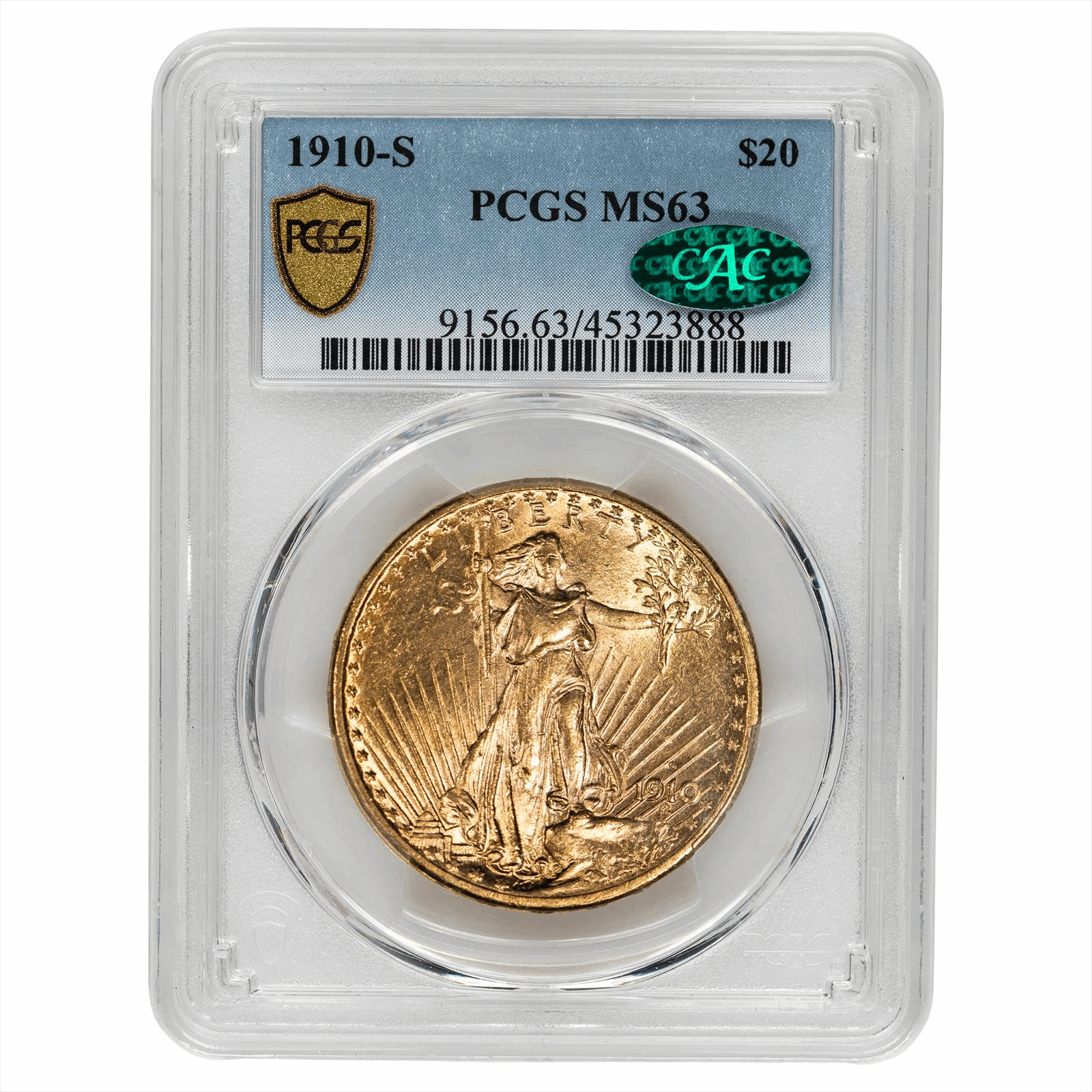 1910-S St. Gaudens Gold Double Eagle $20 PCGS MS 63 CAC