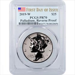 2019-W $25 American Palladium Eagle First Day of Issue Reverse PF70 PCGS