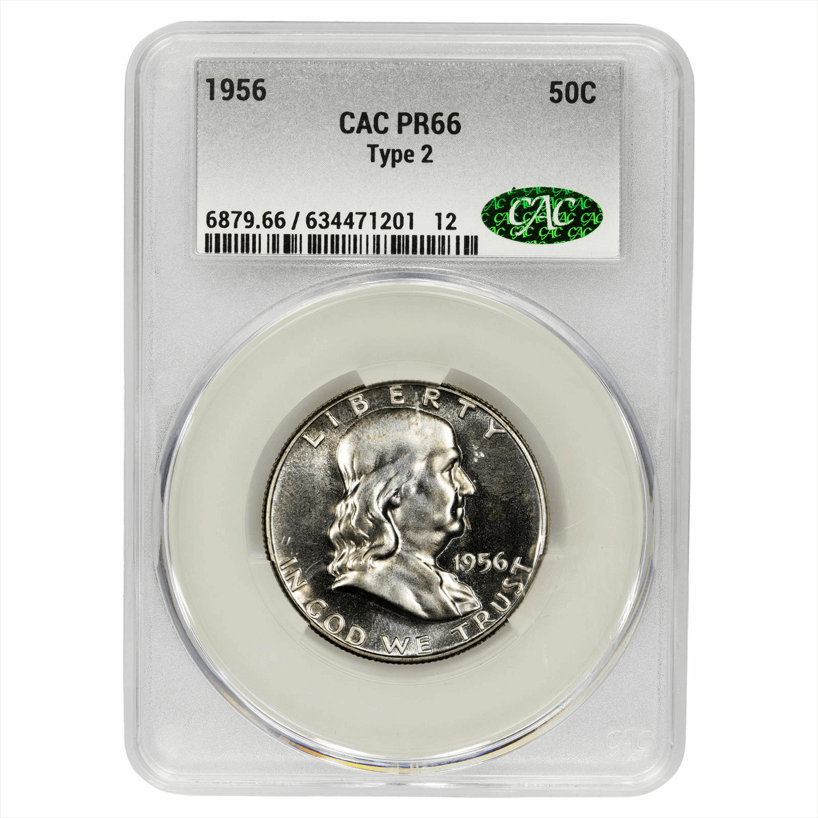 1956 Type 2 Franklin Half Dollar 50C CACG PR 66