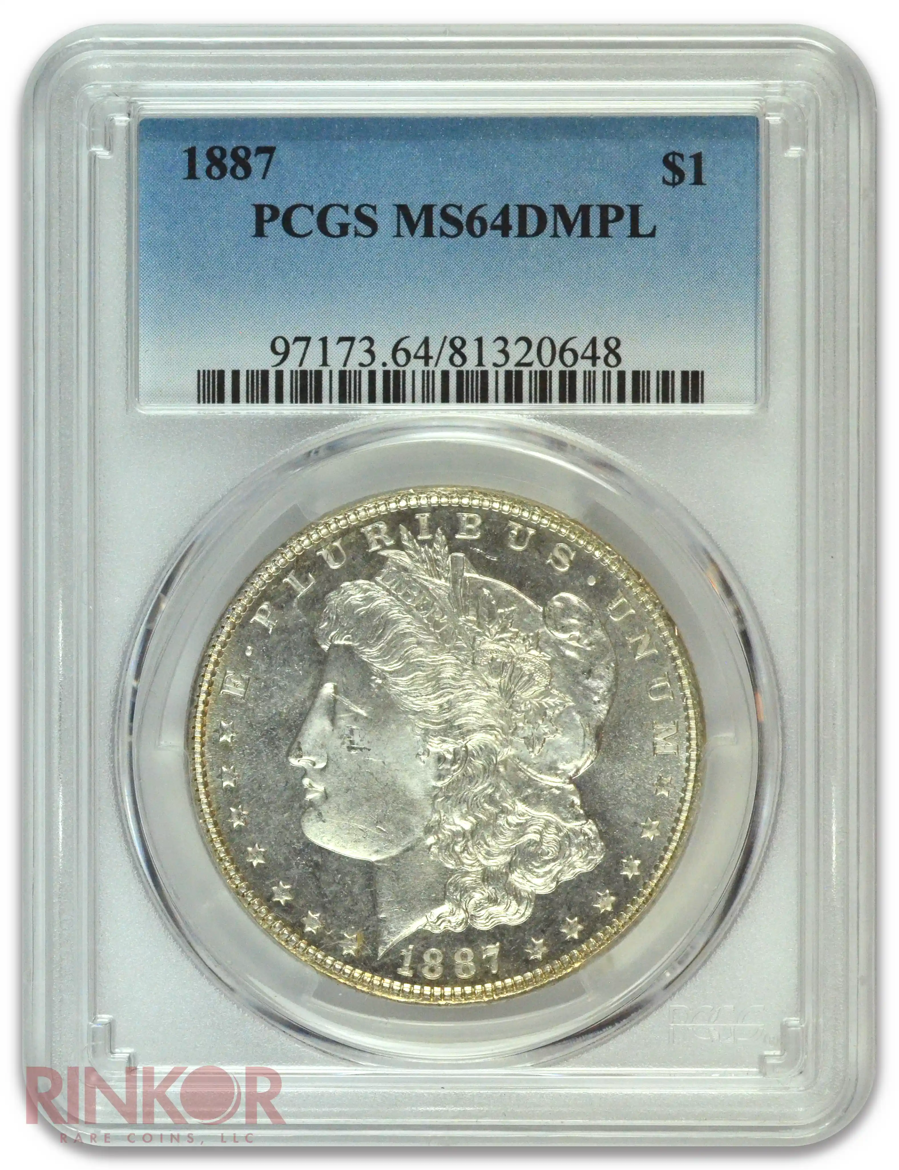 1887 $1 Morgan Dollar PCGS MS 64 DMPL