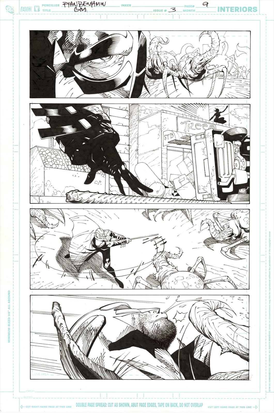Grifter & Midnighter #3 Page 9 Artist:  Ryan Benjamin (Penciller) ,  Saleem Crawford (Inker) Media Type: Pen and Ink Art Type: Interior Page 