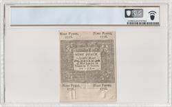 Fr. CT-206 June 19, 1776 Nine Pence Connecticut Colonial Currency PCGS Gem Unc 65 PPQ 