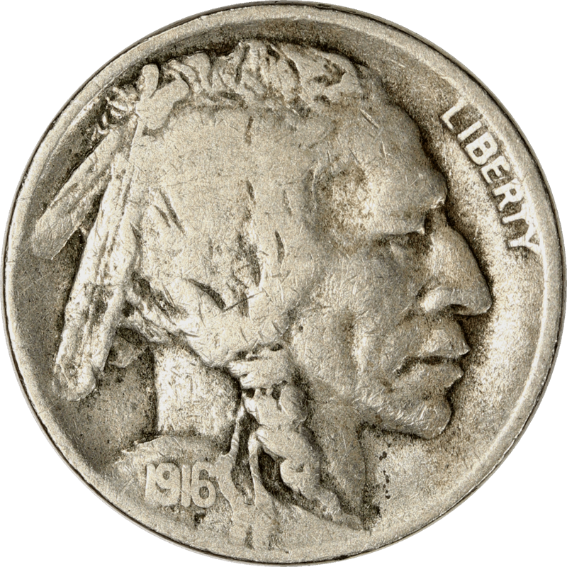 1916-S Buffalo Nickel 5c, Circulated, Better Date, Very Good