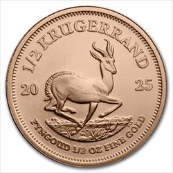 2025 1/2oz South African Gold Krugerrand, BU 