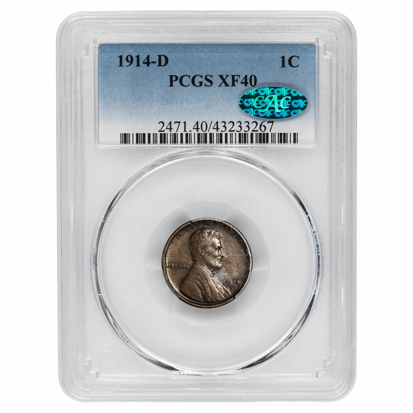 1914-D Lincoln Wheat Cent 1C PCGS XF 40 BN CAC