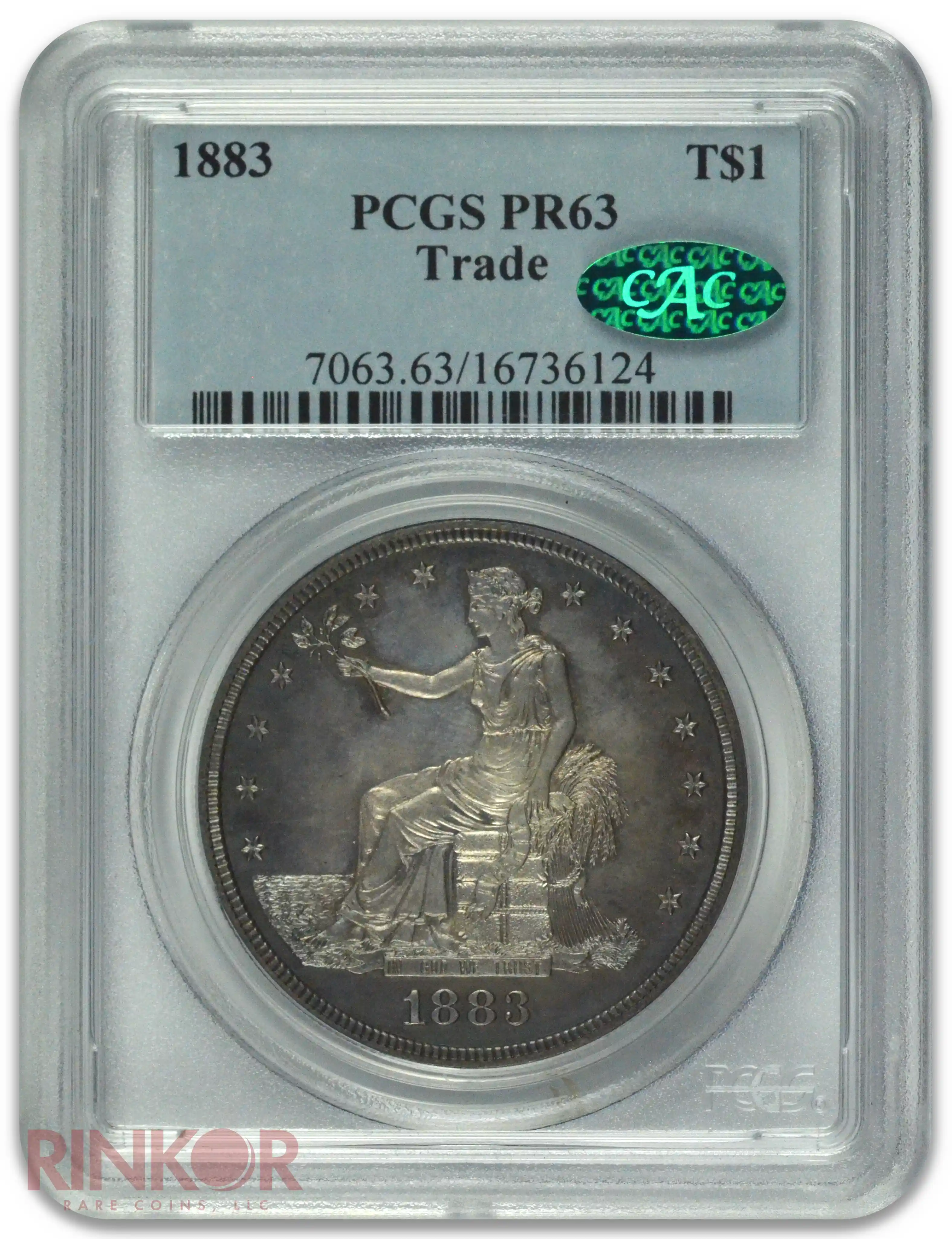 1883 $1 Trade Dollar PCGS PR 63 CAC