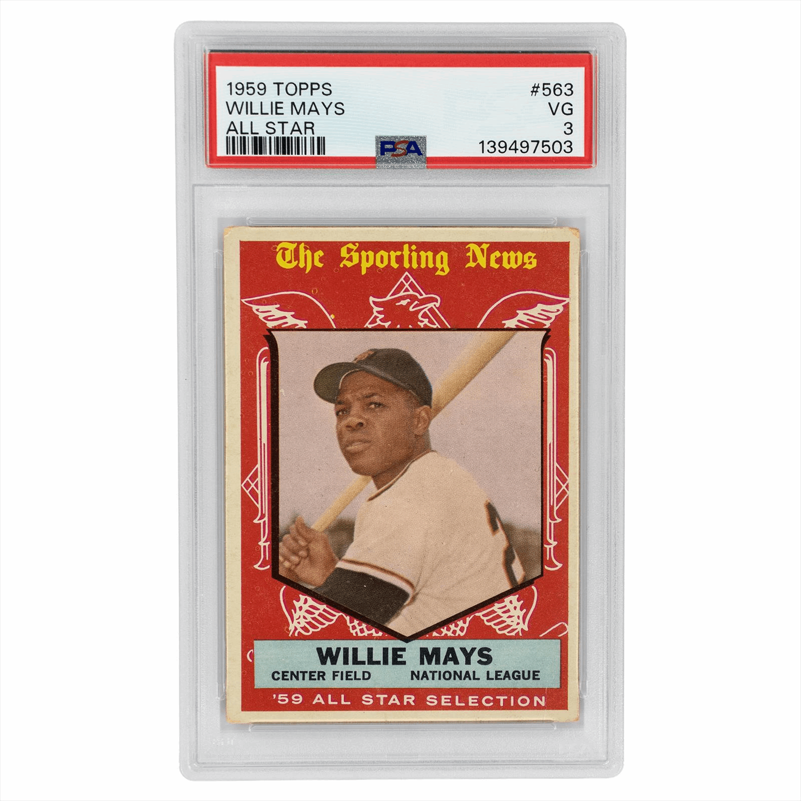 1959 Topps Willie Mays All Star #563 PSA VG 3 Cert #139497503