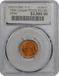 1934 Lincoln PCGS RD 68