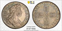 1700 Great Britain S-3516 Circular 0s Shilling PCGS AU58 