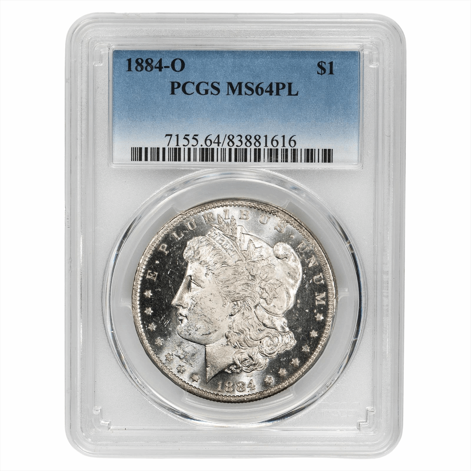 1884-O Morgan Silver Dollar $1 PCGS MS 64 PL